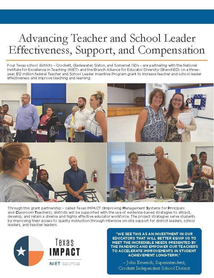 Advancing Teacher and School Leader Effectiveness, Support, and Compensation