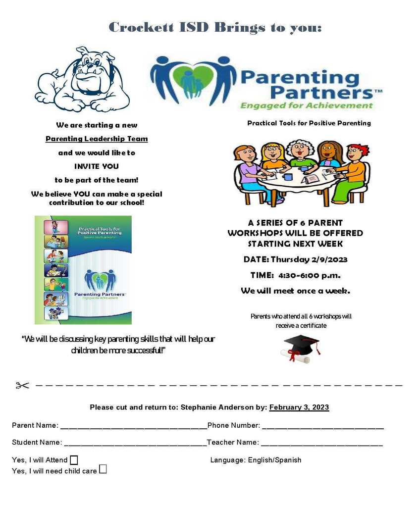 2023 Parenting Partners Flyer/Sign up sheet